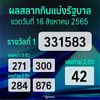 ผลรางวัล 16 สิงหาคม 2565